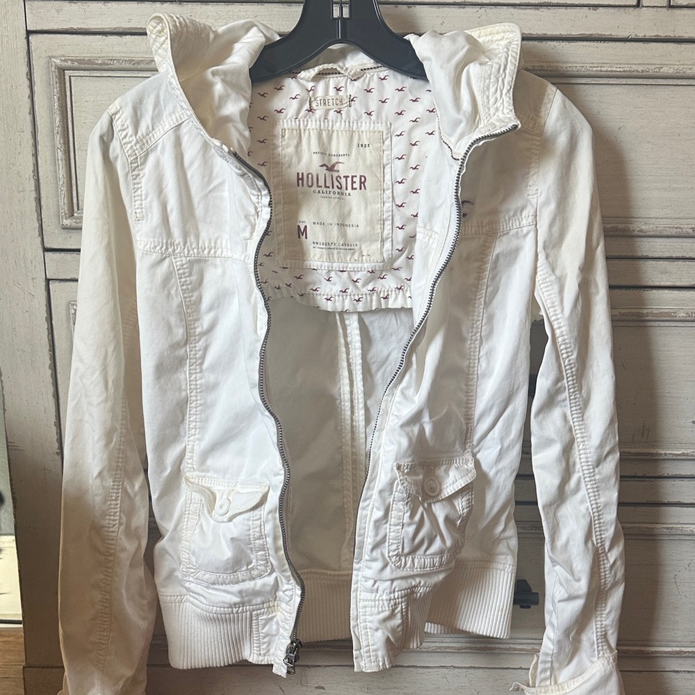 Y2K Vintage Hollister Ivory Hooded Zip Jacket